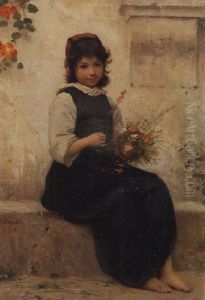 Girl With A Bouquet Of Wildflowers Girl With A Bouquet Of Wildflowers