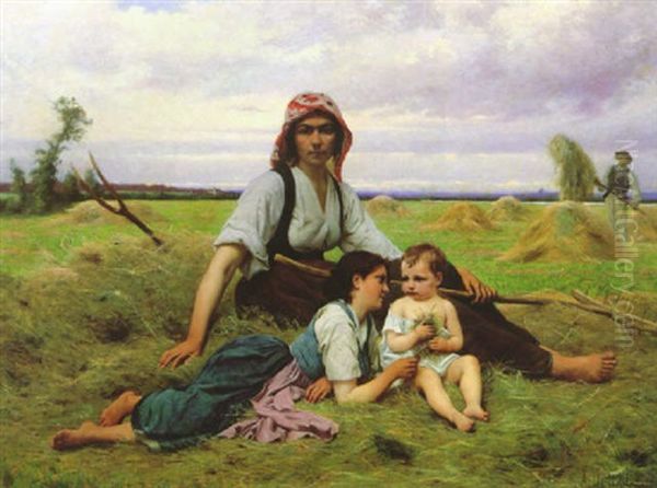 The Hay Gatherers At Rest In A Field - view 1