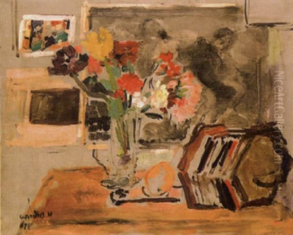 Accordeon Et Vase De Fleurs - view 1