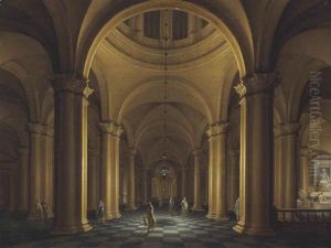 An Imaginary Church Interior By Night by Anthonie Delorme