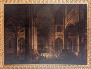 Interior De Iglesia Con Personajes