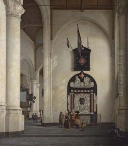 The Interior Of The Laurenskerk, Rotterdam, With The Tomb Of Admiral Witte Corneliszoon De With by Anthonie Delorme