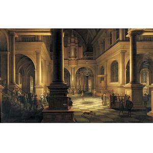 Interior Of A Church By Night (in Collab. W/anthonie Palamedesz) by Anthonie Delorme
