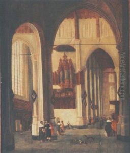 The Interior Of The Laurenskerk, Rotterdam by Anthonie Delorme
