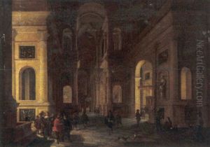 Interno Di Una Cattedrale Con Astanti Vari