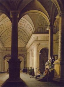 The Interior Of A Palace At Night With An Elegant Couple Making Their Entrance