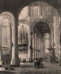 Das Innere Der St. Laurenzkirche In Rotterdam by Anthonie Delorme