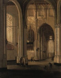 Interieur De L'eglise Saint Laurent . Rotterdam by Anthonie Delorme
