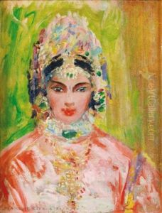 Jeune Femme En Costume De Fete - Esquisse Avec Personnages (recto-verso)