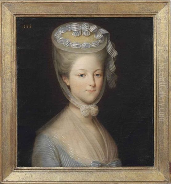 Portrait Of Princess Marie-therese-louise De Savoie-carignan Princess De Lamballe In A White Gown, With A Gauze Wrap... - view 1