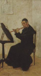 Priest Playing Flute by Charles Edouard Edmond Delort