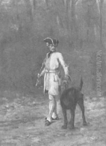 A Gentleman In A Forest With A Bloodhound