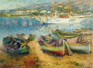 Fischerboote An Einem Strand Der Cote D'azur