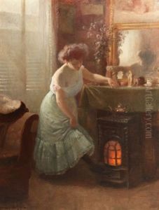 Femme Dans Son Interieur Pres D'un Calorifere by Hermann Delpech