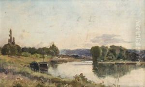 Peniches Au Bord De L'eau by Hippolyte Camille Delpy
