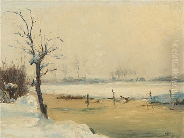 Verschneite Flusslandschaft - view 1