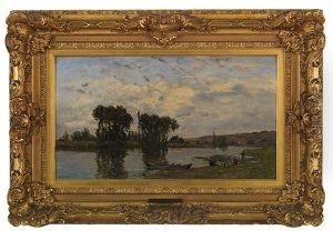 Paysage A La Riviere Et Aux Lavandieres Paysage A La Riviere Et Aux Lavandieres