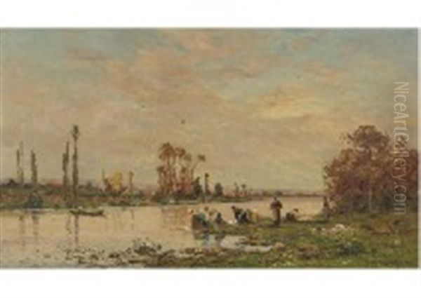 River Scene With Washerwomen - view 1