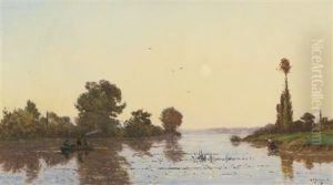 Sunset On The River by Hippolyte Camille Delpy