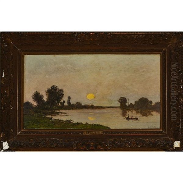 Washerwoman And Boatmen At Sunrise - view 1