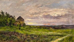 Weite Heidelandschaft Bei Abziehendem Gewitter by Hippolyte Camille Delpy