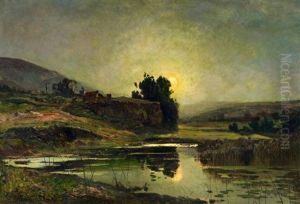 Flusslandschaft Bei Modschein by Hippolyte Camille Delpy