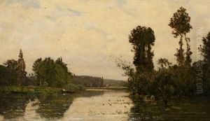 L'etang Pres Du Village by Hippolyte Camille Delpy