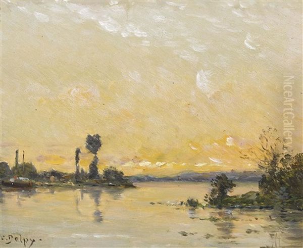 Bord De Riviere Au Soleil Couchant - view 1