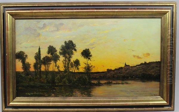 Soleil Couchant Sur L'yonne - view 1
