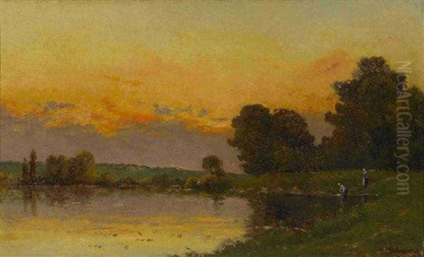 Wascherinnen Am Abendlichen Ufer - view 1
