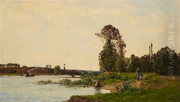 Riverbank With Washerwomen - view 1