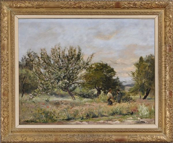 Flower Gatherers In A Landscape - view 1