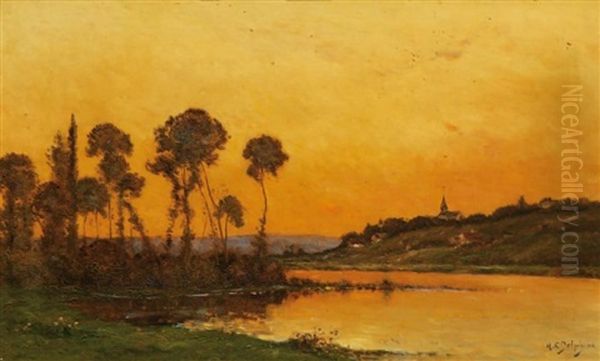 Bord De Riviere Au Coucher Du Soleil - view 1
