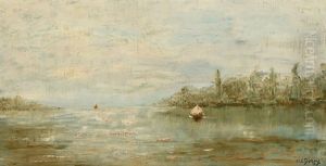 Seenlandschaft Mit Segelbooten Seenlandschaft Mit Segelbooten