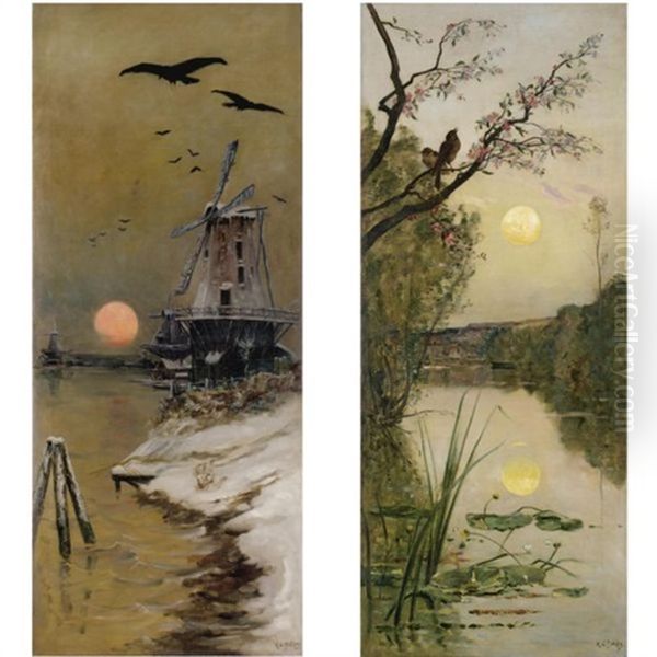 Windmill At Sunset (+ 3 Others; 4 Works) - view 1