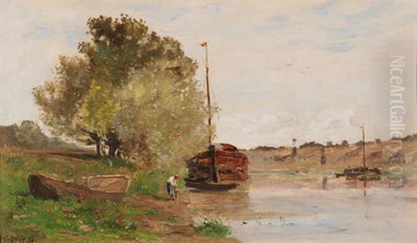 Flusslandschaft Mit Wascherin - view 1