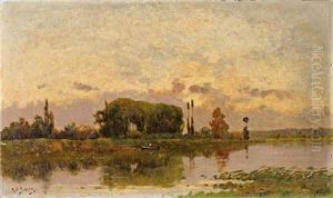 Canot Au Bord De La Riviere by Hippolyte Camille Delpy