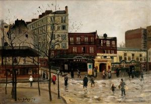 Le Coin De La Rue Des Martyrs At Boulevarde Rochechouart by Hippolyte Camille Delpy