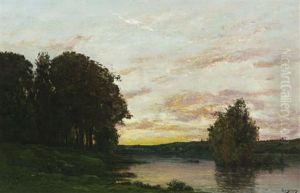 Abendstimmung Uber Der Yonne by Hippolyte Camille Delpy