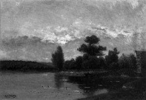 Duck Pond With Punters by Hippolyte Camille Delpy
