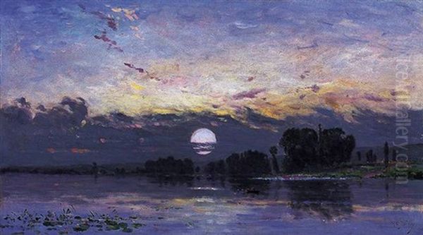 Moonrise Over The Lake - view 1