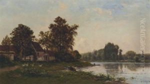 Washerwomen By The River by Hippolyte Camille Delpy