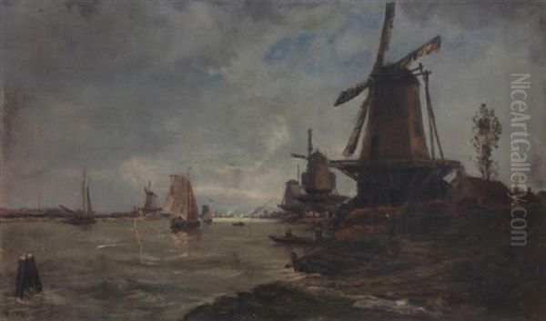 Canal Et Moulins En Hollande - view 1