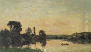 Flusslandschaft Bei Abendsonne Flusslandschaft Bei Abendsonne