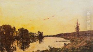 Lavandiere En Bord De Riviere by Hippolyte Camille Delpy