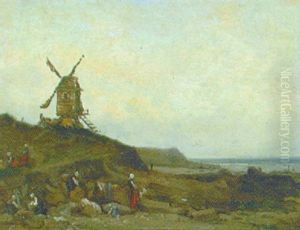 Kvinnor Och Barn Vid Kusten by Hippolyte Camille Delpy