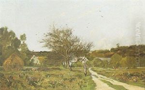 La Route Du Village by Hippolyte Camille Delpy