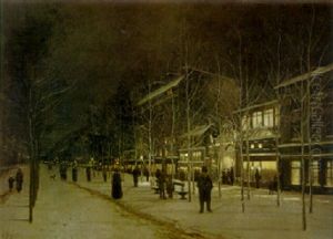 The Boulevard Barbes Rochechouart In Winter by Hippolyte Camille Delpy