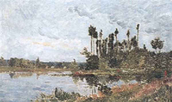 A River Landscape With A Boat Moored On The Bank - view 1