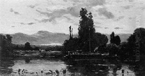 Peniche Au Soliel Couchant by Hippolyte Camille Delpy